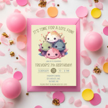 かわいいウーパールーパーの山の誕生日パーティー