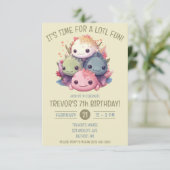 かわいいウーパールーパーの山の誕生日パーティー 招待状 (スタンド正面)
