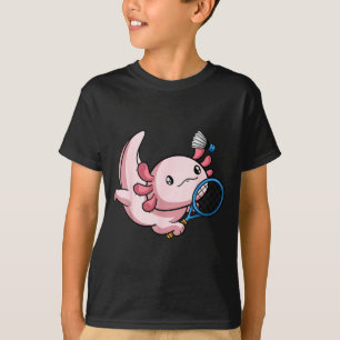 かわいいウーパールーパーもじり おもしろ バドミントン プレーヤー Tシャツ