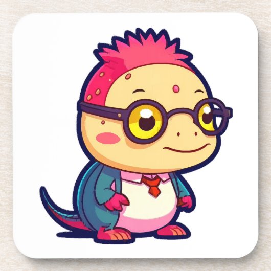かわいいウーパールーパー哲学者 コースター (正面)