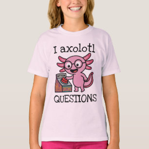 かわいいウーパールーパー質問 アステカ おやおや 赤いボタン Tシャツ