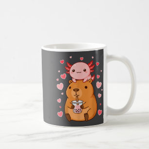 かわいいウーパールーパー+カピバラ+タピオカドリンク の少年少女 コーヒーマグカップ