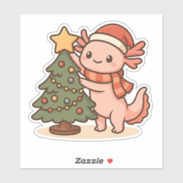 かわいいウーパールーパー クリスマスツリー ステッカー シール