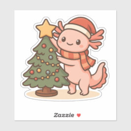かわいいウーパールーパー クリスマスツリー ステッカー シール
