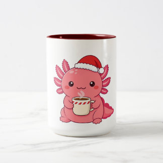 かわいいウーパールーパー クリスマス 赤 二色 マグカップ
