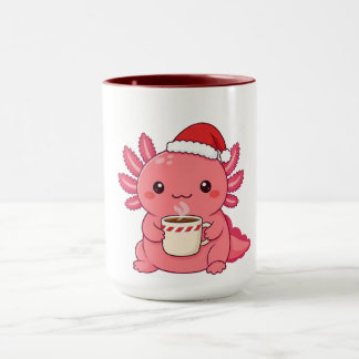かわいいウーパールーパー クリスマス 赤 二色 マグカップ