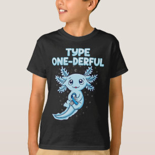 かわいいウーパールーパー タイプ1糖尿病 Awareness T1D アウェアネス Tシャツ