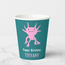 かわいいウーパールーパー ピンクのサンショウウオ 誕生日パーティー 紙コップ