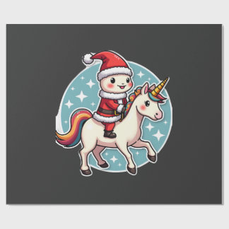 かわいいウーパールーパー ユニコーン クリスマス サンタ メリークリスマス ラッピングペーパー