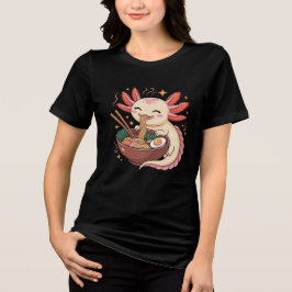 かわいいウーパールーパー、ラーメンを食べる トライブレンドTシャツ