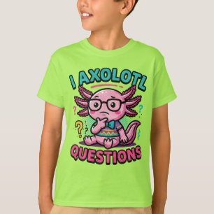 かわいいウーパールーパー 質問 アステカ好きのメガネ男子 Tシャツ