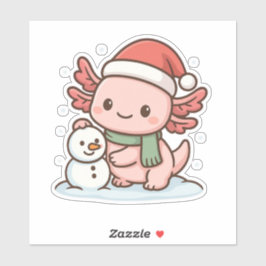 かわいいウーパールーパー 雪だるま クリスマス ステッカー シール
