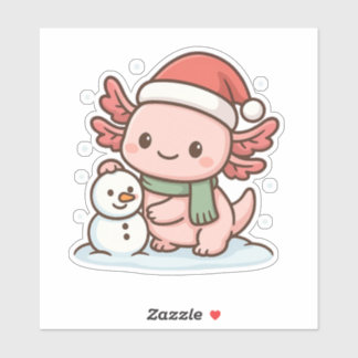 かわいいウーパールーパー 雪だるま クリスマス ステッカー シール