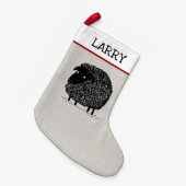 かわいいウーリーブラックシープマンおもしろいカスタムクリスマス スモールクリスマスストッキング (正面 (吊り時))