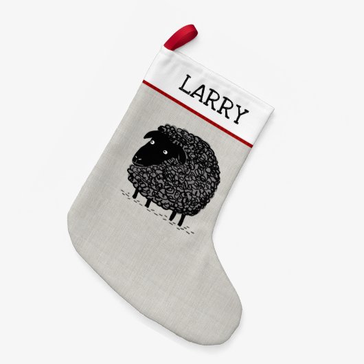 かわいいウーリーブラックシープマンおもしろいカスタムクリスマス スモールクリスマスストッキング (正面 (吊り時))
