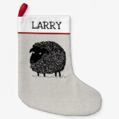 かわいいウーリーブラックシープマンおもしろいカスタムクリスマス スモールクリスマスストッキング (正面)