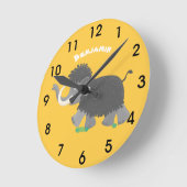 かわいいウーリーマンモスの漫画イラストレーション ラウンド壁時計 (傾斜)