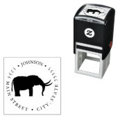 かわいいウールのマンモスシルエット戻りラベル セルフインキングスタンプ (インサイチュ)