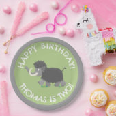 かわいいウールのマンモスパーソナライズされたマンガの誕生日 ペーパープレート (パーティー)
