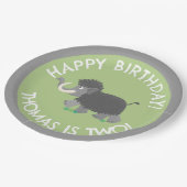 かわいいウールのマンモスパーソナライズされたマンガの誕生日 ペーパープレート (アングル)