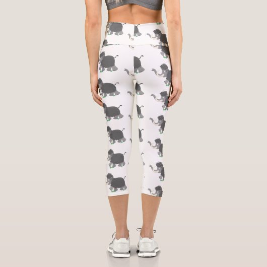 かわいいウールのマンモス漫画イラストレーション カプリレギンス (裏面)