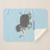 かわいいウールのマンモス漫画イラストレーション シェルパブランケット (正面(横))