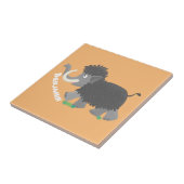 かわいいウールのマンモス漫画イラストレーション タイル (側面)