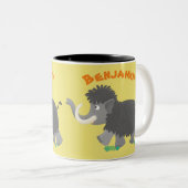 かわいいウールのマンモス漫画イラストレーション ツートーンマグカップ (正面右)