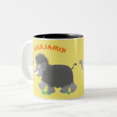 かわいいウールのマンモス漫画イラストレーション ツートーンマグカップ (正面左)