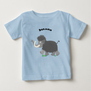かわいいウールのマンモス漫画イラストレーション ベビーTシャツ