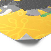 かわいいウールのマンモス漫画イラストレーション ポスター (角)