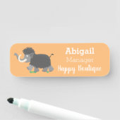 かわいいウールのマンモス漫画イラストレーション 名札 (インサイチュ)