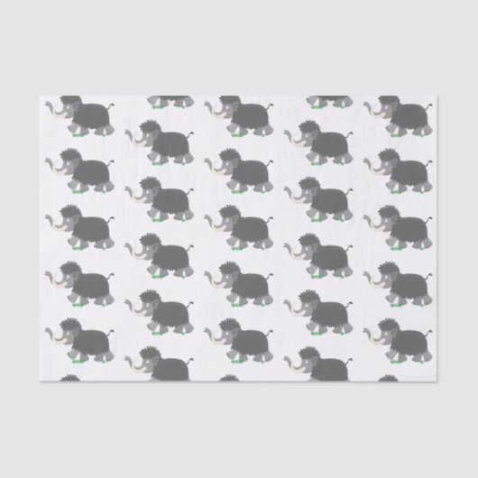 かわいいウールのマンモス漫画イラストレーション 薄葉紙 (正面)