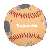 かわいいウールのマンモス漫画イラストレーション 野球ボール (正面)