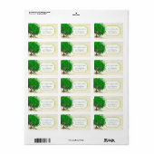 かわいいエお洒落メラルドグリーンハートの葉が立つ木 ラベル (フルシート)