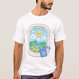 かわいいエアプレーンウィンドウビュー旅行 Tシャツ
