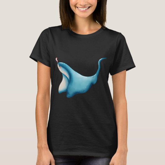 かわいいエイとハート Tシャツ (正面)