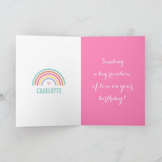 かわいいエイジハッピーバースデーユニコーンキッズ名 カード (内部)