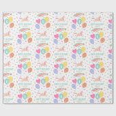 かわいいエイジハッピーバースデーユニコーンキッズ名 ラッピングペーパー (フラット)