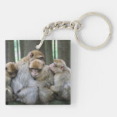 かわいいエイプファミリーグループハグ写真 キーホルダー (裏面)