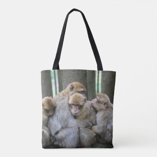 かわいいエイプファミリーグループハグ写真 トートバッグ (裏面)