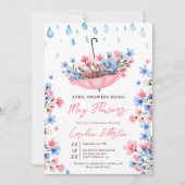 かわいいエイプリルシャワーが5花赤ちゃんシャワーをもたらす 招待状 (正面)