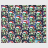 かわいいエイリアンと猫の宇宙 ラッピングペーパー (フラット)