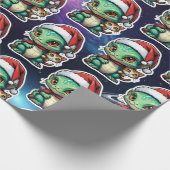 かわいいエイリアンと猫の宇宙 ラッピングペーパー (角)