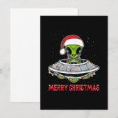 かわいいエイリアンのクリスマスツリーライト クリスマスホリデー 招待状 (正面/裏面)