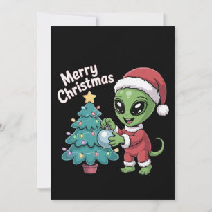 かわいいエイリアンのサンタクロース 面白いクリスマスの休暇 シーズンカード
