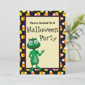 かわいいエイリアンのハロウィンパーティーの招待状 招待状 (スタンド正面)