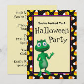 かわいいエイリアンのハロウィンパーティーの招待状 招待状 (正面/裏面)
