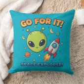 かわいいエイリアンの宇宙枕 - 宇宙探検家、GO FOR IT クッション (ブランケット)