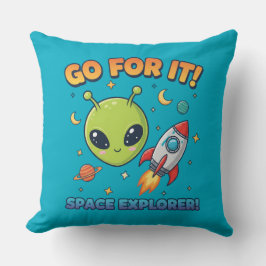 かわいいエイリアンの宇宙枕 - 宇宙探検家、GO FOR IT クッション